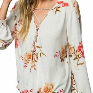 O’Neill Bella Floral Lace Up Long Sleeve Top